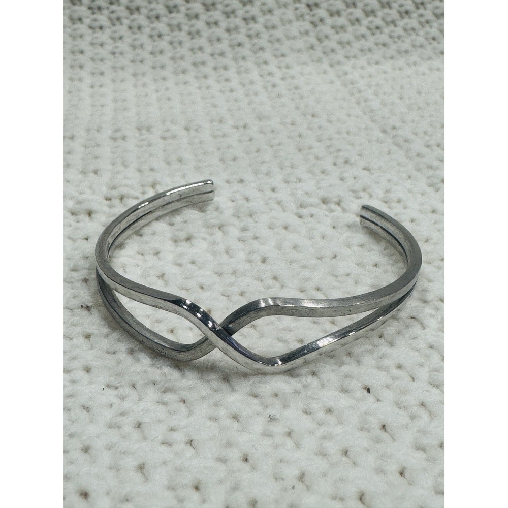 Sterling Silver 925 Infinity Twist Open Cuff Bracelet Modernist